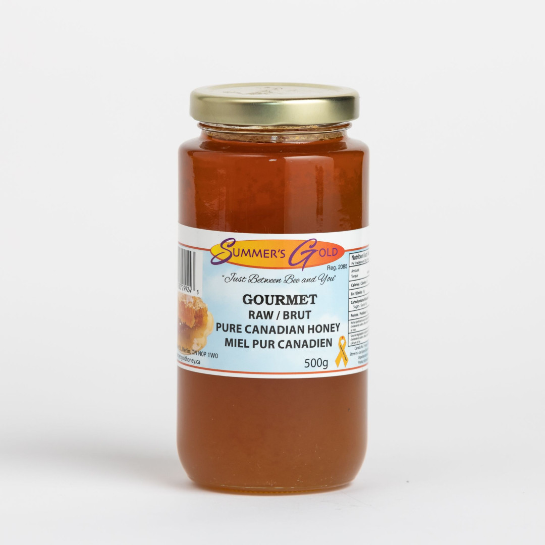 500 g Raw Ontario Honey Glass Jar Canada No. 3